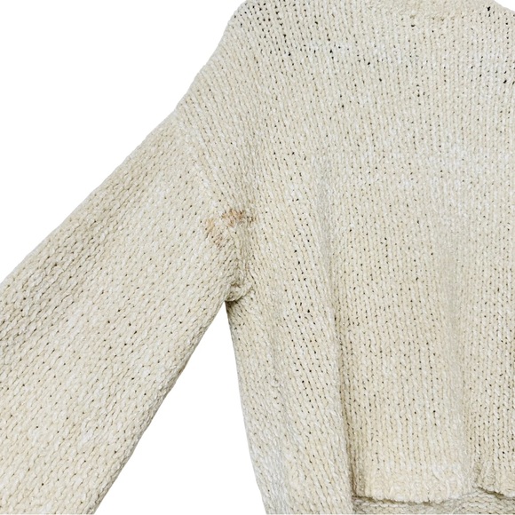 MINKPINK Cream Silver Foil Shimmer Wide Sleeve Textured Pullover Knit Sweater M - Picture 10 of 10